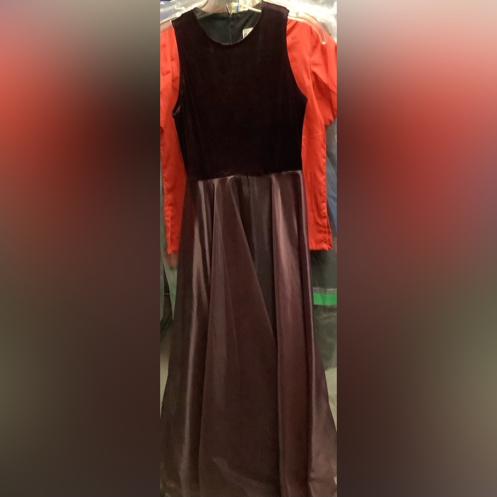 EUC Plum burgundy velvet satin gown